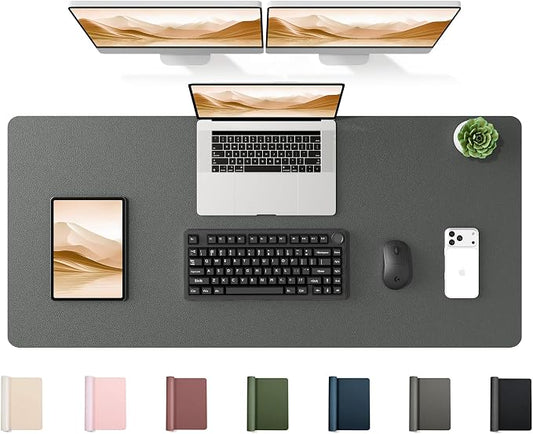 YSAGi 47.2" x 24" Large PU Leather Desk Mat for Keyboard and Mouse - Waterproof Non-Slip Desk Pad Protector for Office, Home, Writing Desk, Dark Grey