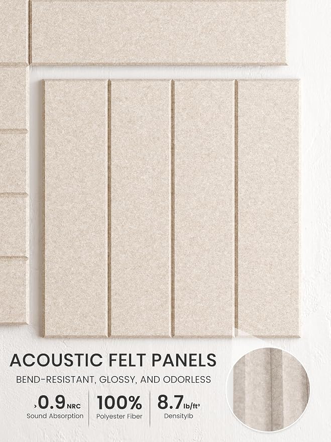 Bumusty 36"x 24" Large Felt Bulletin Board Tiles, Oatmeal | 6-Pack Cork Board Alternative, Wall Decor, 30 Pushpins, 30 Adhesive Tabs, Vision Board, Office, Classroom, Home, Dorm