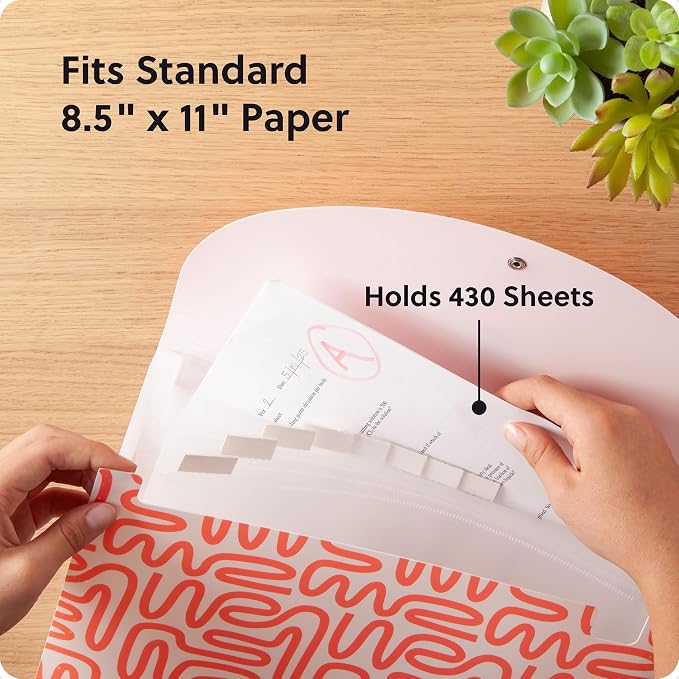 U Brands 13-Pocket Accordion File Organizer, Letter Size, Expandable File Folder Folder (Colorful Cubist)