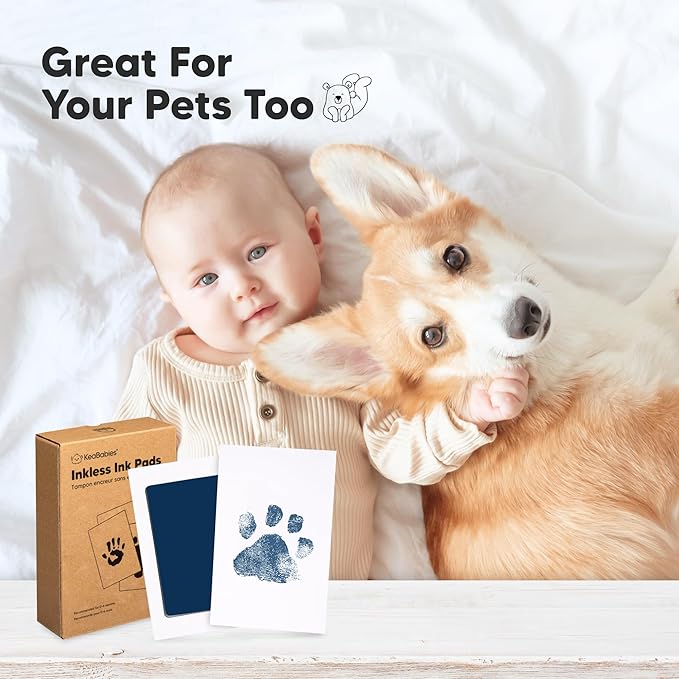 4-Pack Inkless Baby Hand and Footprint Kit - Mess Free Ink Pad for Newborn Keepsake, Dog Nose & Paw Print Kit, Clean Touch Ink Pad for Baby Hand & Footprints, Ideal New Mom Gifts(Jet/Navy)