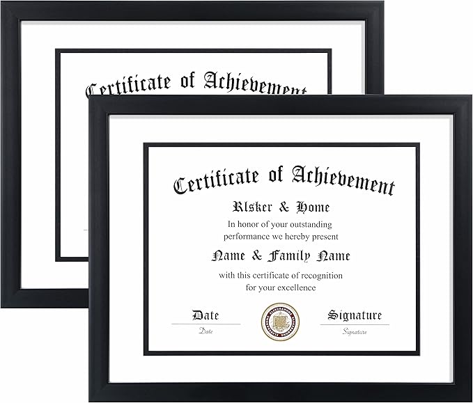ELSKER&HOME 11x14 Diploma Frame, 8.5x11 Certificate&Document with Mat or 11x14 Inch Without Mat, Black Frames, Display Degree or Award Frames (White with Black Rim)
