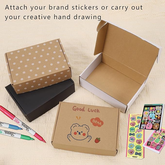 BIOBROWN 7x5x2" Small Shipping Boxes 50 Pack, Black Corrugated Cardboard Mailer Boxes Bulk for Packaging Small Business Mailing Gift