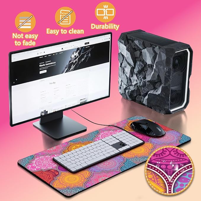 Mouse Pad Gaming - Desk Mat for Keyboard and Mouse - Large Mouse Pads for Desk, Gaming Mousepad with Non-Slip Base, Desks Pad (31.5" X 11.8") for Game, Office and Home