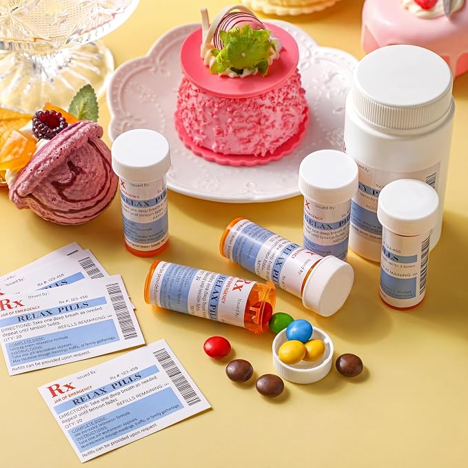 Kigeli 60 Pcs Relax Pill Labels Stickers Funny Gag Gift for Office Coworker Novelty Gift Nurse Party Favors Medication Pill Bottle Labels Stickers Nursing Pharmacist Party Supplies for School College