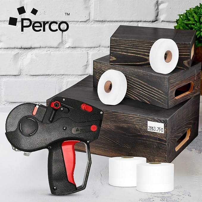 Perco White Pricing Labels for Monarch 1131 Price Gun – 8 Sleeves, 64 Rolls Value Pack - 160,000 Price Marking Labels – with Ink Rolls Included