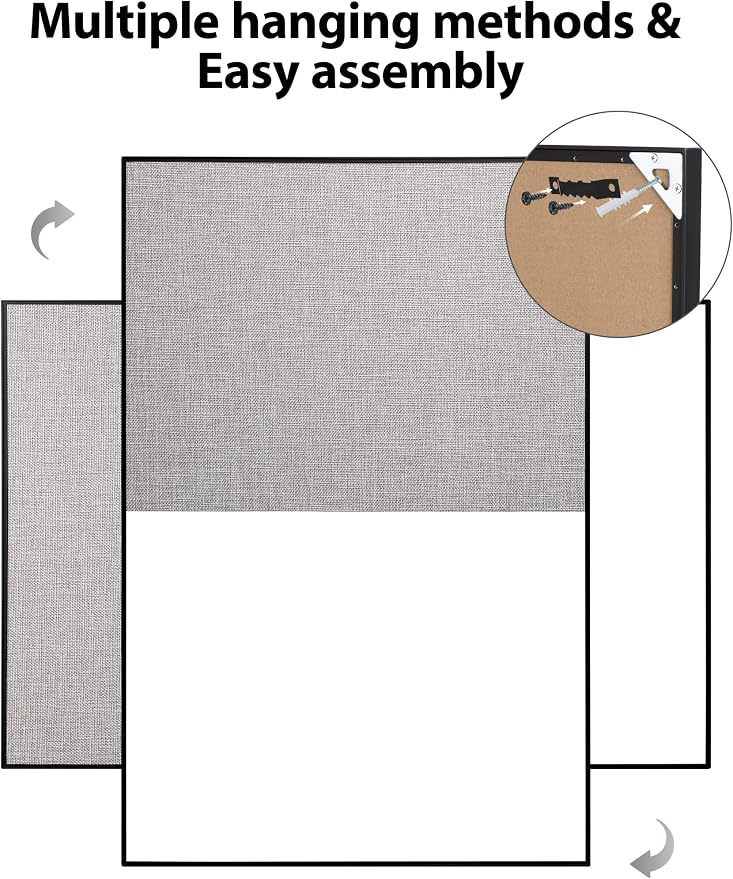 Cork Board White Board Combo for Wall | 36"X24" Linen Bulletin Board Whiteboard, Magnetic Dry Erase Corkboard for Home, Office, School, Grey