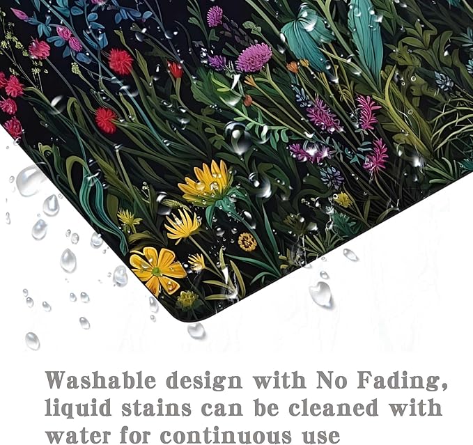 Black Beauty Blue Flowers Plants Mouse Pad,Brightly Colored Unique Design Computer Mousepad with Non-Slip Rubber Base for Women,Washable Mousepads Computer Mouse Pads for Desk Laptop Wireless Mouse