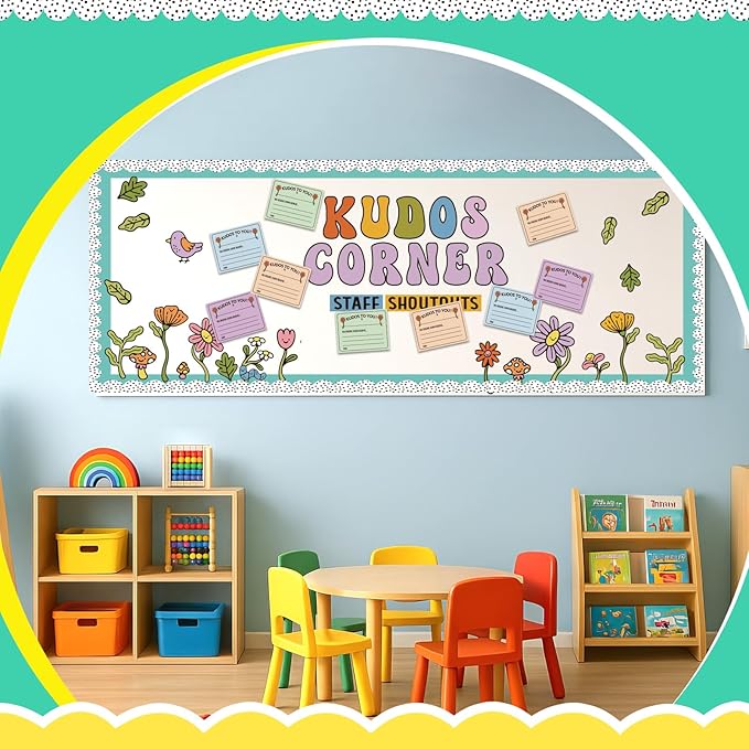Mooliwe Staff Shout Out Bulletin Board Kit, Kudos Corner Employee Recognition Decor Set with 20 Appreciation Cutouts for School Classroom Office Wall Door Decor Supplies