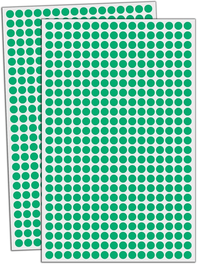 6000 Pack - 1/4" Small Dot Stickers Round Labels - Green
