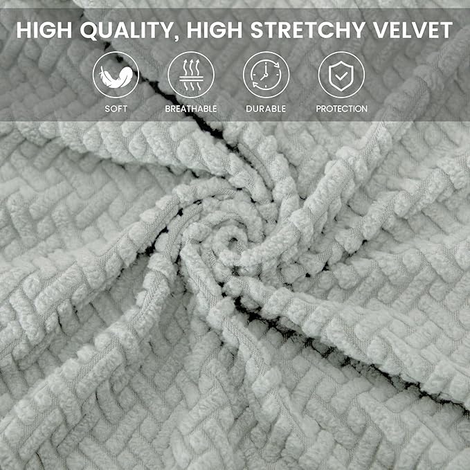 MIFXIN Computer Office Chair Cover Stretch Elastic Slipcover 2 Piece Stretchable Jacquard Computer Chair Seat Cover Furniture Protector for Office Home, Only Covers, NO Chair (Light Grey)