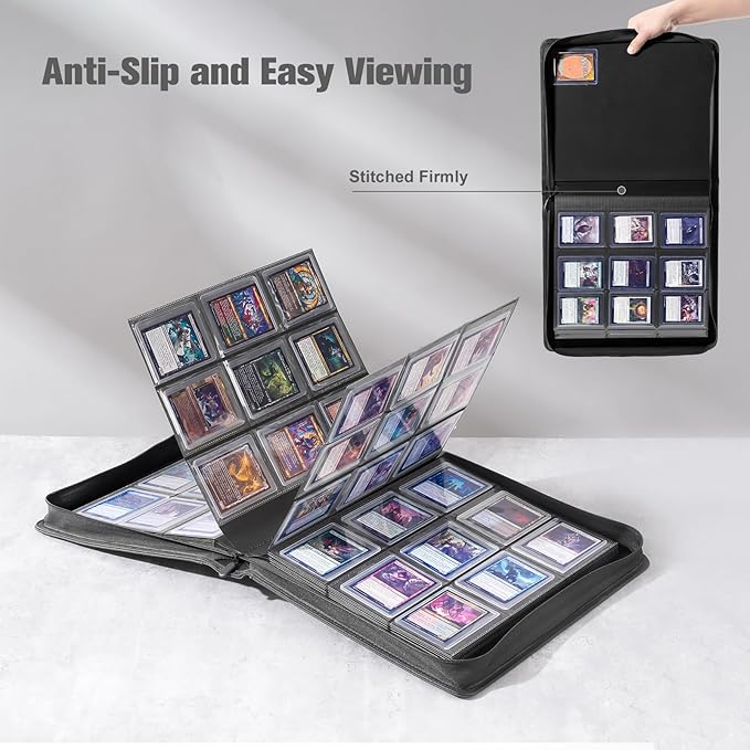 ProCase Top Loader Binder, 9 Pocket Holds 324 Toploaders, Waterproof PU Leather with Non-PVC Pockets for Trading Cards or Sports Cards, Compatible with TCG, MTG in 3"x4" Toploader -Navy