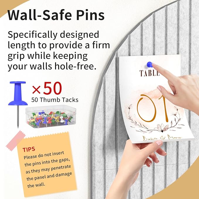 Large Arched Felt Bulletin Board, 48"x24", Gray | Cork Board Alternative, 3 Foldable Adhesive Tiles, 50 Push Pins, Office Wall Decor, Pin Boards for Pictures & Photos Display