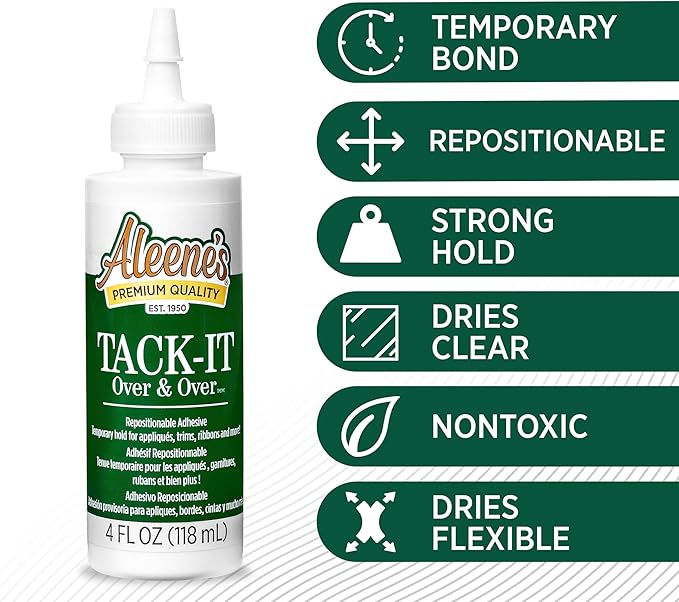 Aleene's Tack-It Over & Over Liquid Glue 4 fl oz, Repositionable and Removable Adhesive, Clear