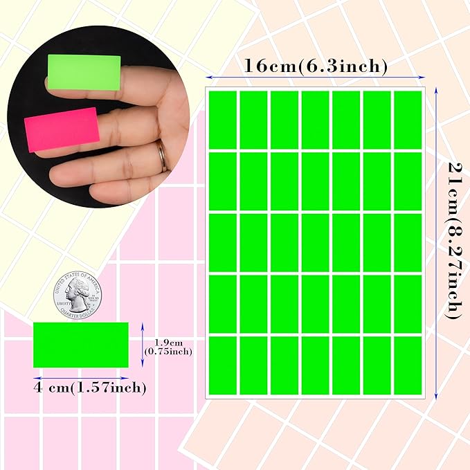 700 PCS Fluorescent Color Coding Stickers 1.57 x 0.75 Inch Rectangle in 5 Colors writable Colored Labells Sticker for Inventory and Home Organize, File Classification