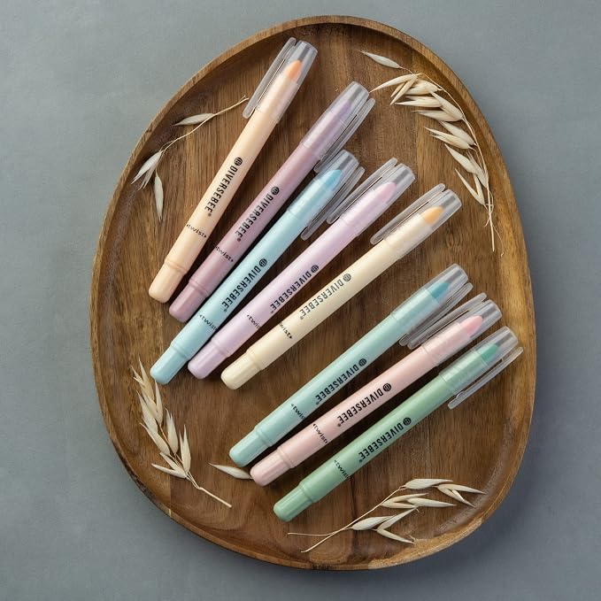 DIVERSEBEE Bible Highlighters and Pens No Bleed (Pastel) | 8 Pack Assorted Colors Gel Highlighters Set, Cute Bible Markers for Study Journaling School Supplies and Accessories
