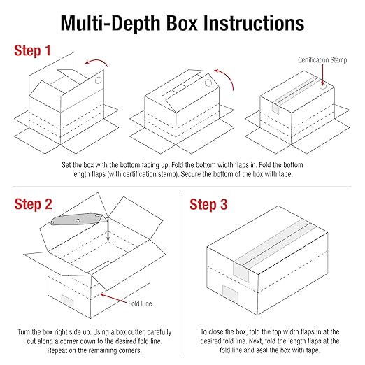 Aviditi MD151515 Multi-Depth Corrugated Cardboard Box 15" L x 15" W x 15" H, Kraft, for Shipping, Packing and Moving (Pack of 25)