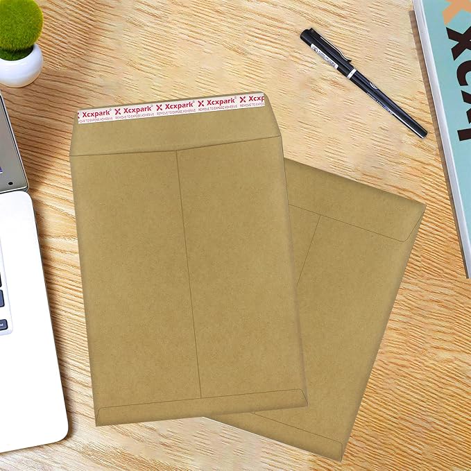 Xxcxpark 120 PCS 10x13 inches Security Catalog Envelopes Printable Self Seal Envelopes, Anti Tear Recycled Kraft Envelopes for Invitation Cards, Pictures, Photos, Documents