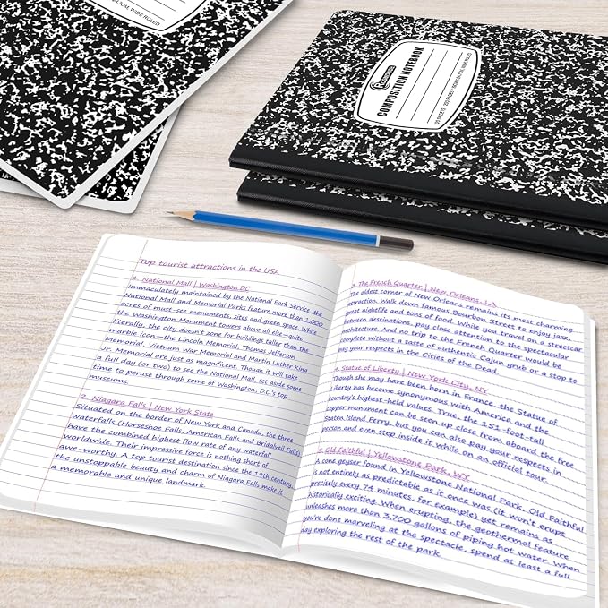 5000 Pack Composition Notebooks Bulk, Wide Ruled, Black Marble | Pallet of Composition Notebooks, 100 Sheets (200 Pages), 9-3/4 x 7-1/2, Bulk Supplies for School & Office, 4-7 Days Transit