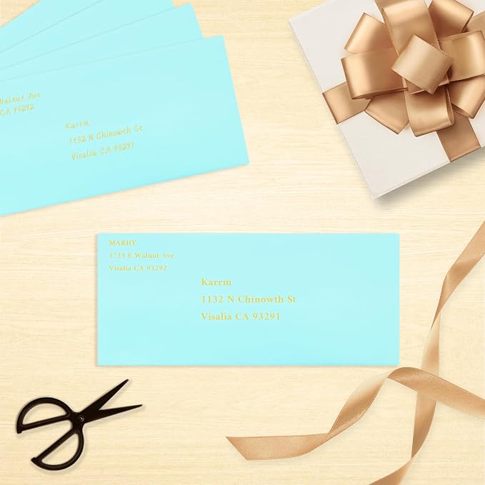 50 Pack #10 Business Envelopes, Light Blue Standard Envelopes Self Seal, Letter Size Business Mailing Envelopes for Checks Letters Invoices Statements Birthday Graduation Wedding, 4 1/8 x 9 1/2 Inch