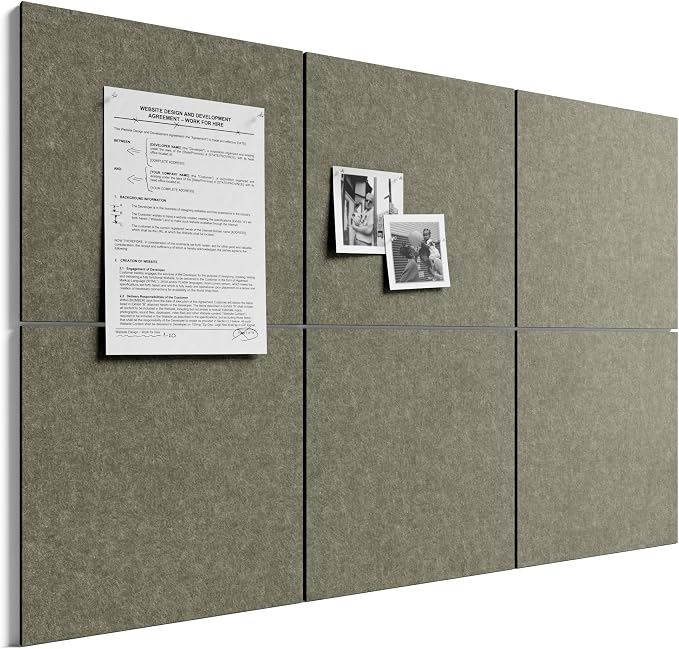 Bumusty 36" x 24" Large Cork Board Alternative, Earth Brown | 6-Pack Felt Bulletin Board Tiles, 60 Adhesive Tabs, 30 Pushpins, Home, Office, Classroom, Vision Board