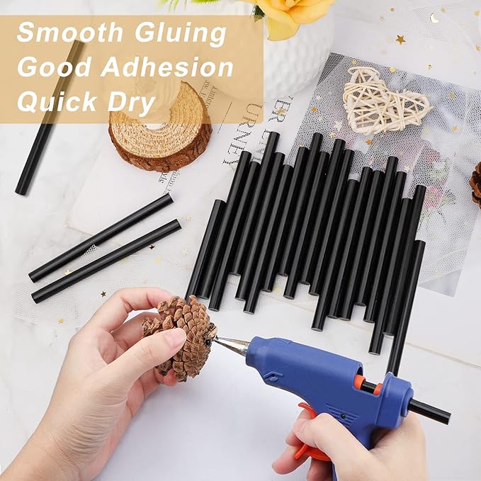 Manarty Black Hot Glue Stick, 48 PCS 0.27" Dia x 4" Long Mini Hot Melt Glue Sticks Colored, Adhesive EVA Glue Sticks for Sealing Repairing Stamp DIY Art Handmade Car Craft Decoration Office Project