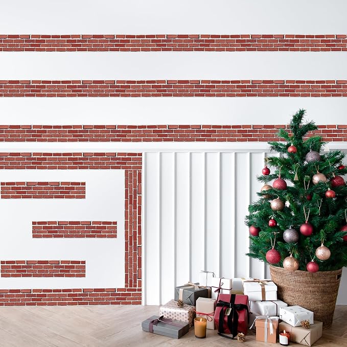 BeYumi Red Brick Border Trim - 65ft Back to School Red Brick Straight Rolled Border Trim Realistic Rustic Faux Wall Bulletin Board School Classroom Party Office Chalkboard Home Furniture Decoration