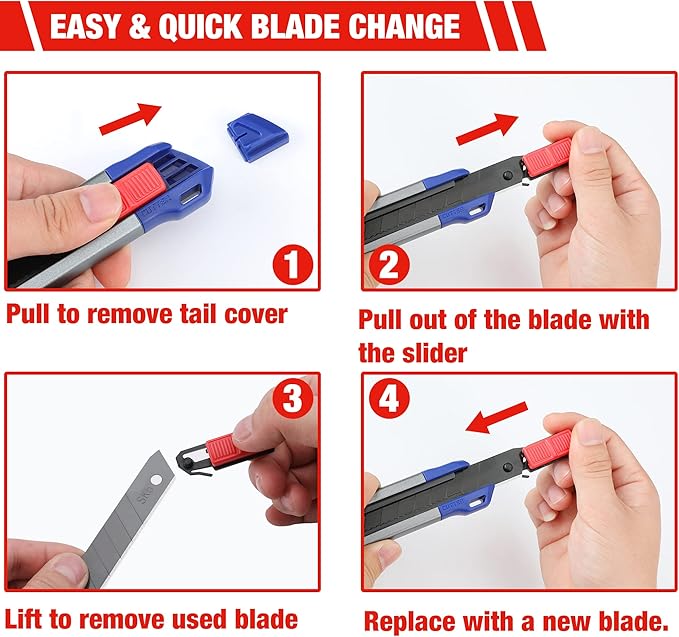WORKPRO 18mm Retractable Utility Knife, Heavy Duty Snap-off Box Cutter with 10-Piece SK5 Blades for Cartons, Cardboard and Boxes, Perfect for Office and Home Use