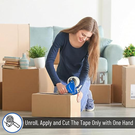 Mr. Pen- Packing Tape Dispenser Gun 2-Inch, Blue, 4 Pack with 4 Rolls Tape, Heavy Duty Packing Tape with Dispenser for Mailing, Moving Boxes and Packaging