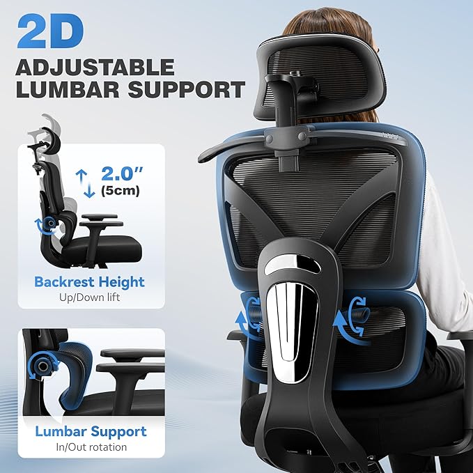 Ergonomic Office Chair, High Back Mesh Desk Chairs Comfy with Adjustable Lumbar Support, Home Computer Gaming Chair with 3D Headrest for Long Hours, 6 Pack