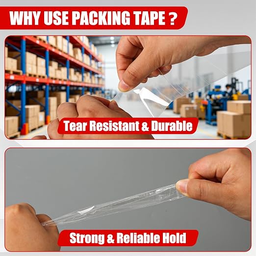 Pacific Mailer Clear Packing Tape, 1.88" x 65 Yards, 2.7 Mil, 6 Rolls Clear | Heavy Duty Strong Adhesive Shipping & Moving Tape for Storage and Warehouse Packaging