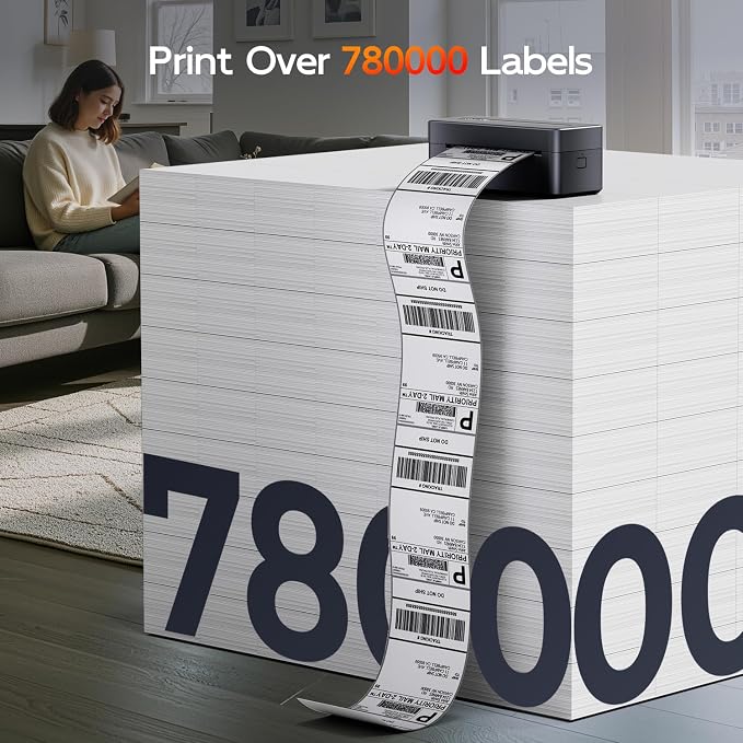 TATTMUSE Thermal Shipping Label Printer 4X6 Upgraded, 2026 New Version Bluetooth Label Printer for Small Business and Package, Support iOS, Android, Windows, Mac, Come with Label Holder