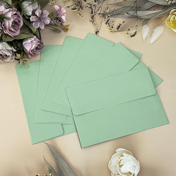 4x6 Green Envelopes For Invitation, A6 envelope 4.75 x 6.5 inch, 4X6 Envelopes for A6 cards,Self Seal envelopes for weddings, greeting cards,baby shower,photos,birthday (50, Green, A6)