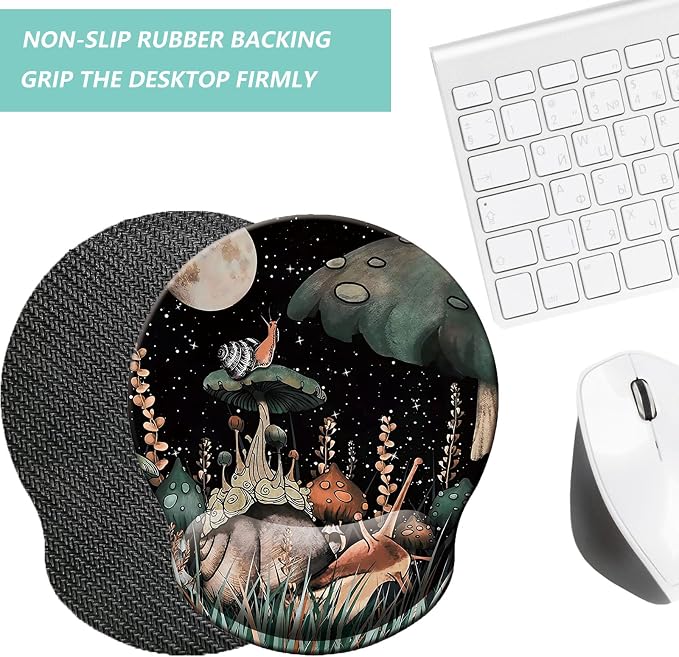 Mouse Pad with Wrist Support, Ergonomic Mouse Pad with Memory Foam Wrist Rest Cushion, Non-Slip Rubber Base Gaming Mice Pad for Home Office Computer Laptop, Snail