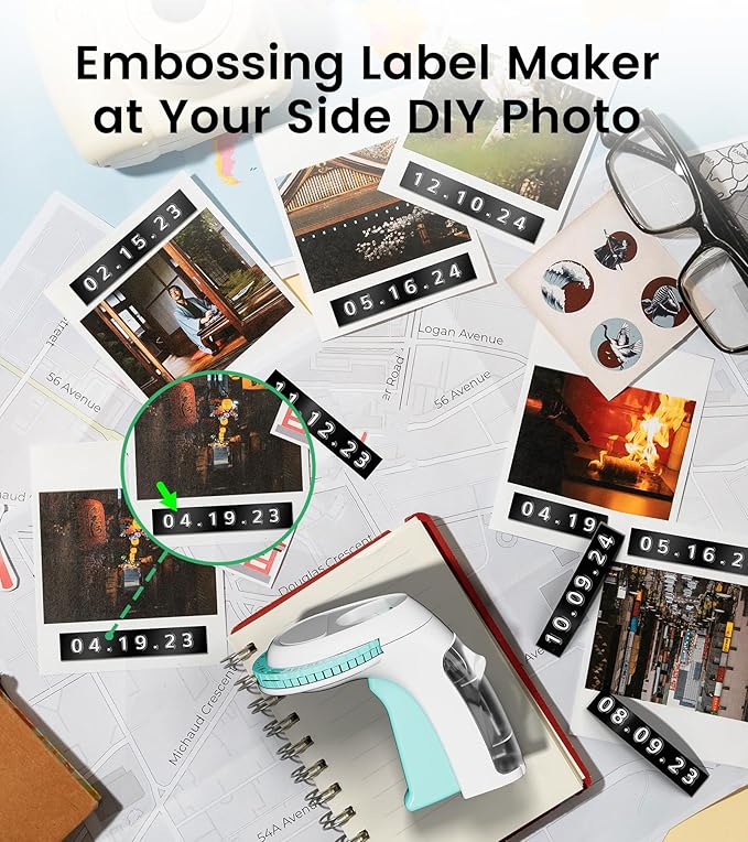 Embossing Label Maker Machine, Retro Embossed Label Maker Vintage, Handheld Old School Embosser with 3Rolls 3D 9mm 3/8 Inch Embossing Label Tapes for School Kids Items Home Office Scrapbooking