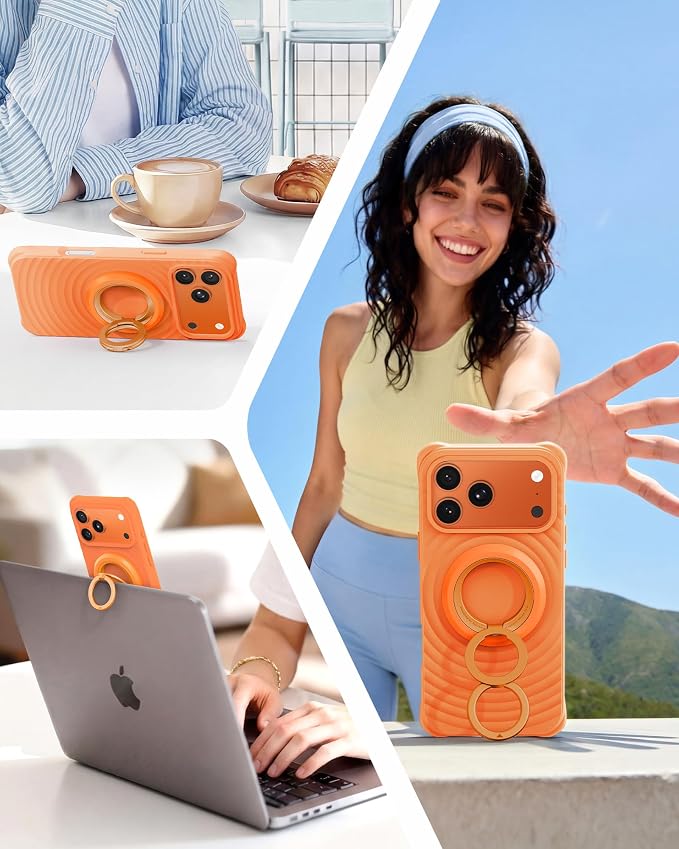 SYNCWIRE Magnetic Phone Ring Holder, for MagSafe Phone Grip Stand Kickstand | 360° Rotation, Double-Sided Magnet, Cell Phone Grip Finger Holder, for iPhone 17 16 15 14 13 12 Pro Max, MagSafe Accessories