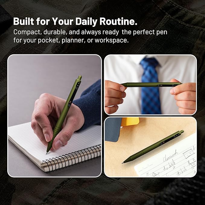 Everyman OD Green Grafton Super Matte Full Click Refillable Gel Pen | Durable EDC Writing Tool with Deep Grip | Smooth 0.7mm Ink Flow for Daily Use, Notes, Journaling, and Office Essentials