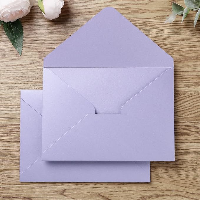 PONATIA A7 Envelopes, Sparkle Lilac 5 x 7 Envelopes | A7 Shimmer Envelopes Perfect For Wedding Invitations Cards, Christmas Gift Cards , Acrylic Invitations, Photos
