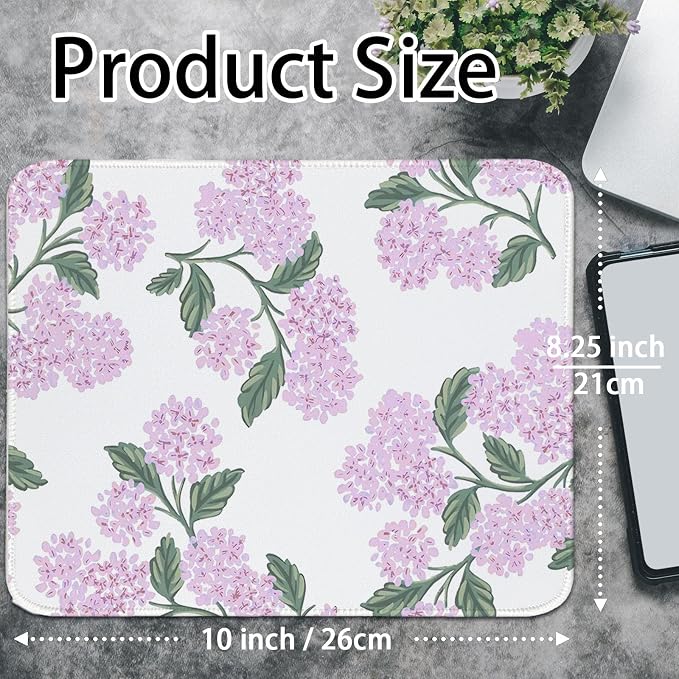 Pink Hydrangea Mouse Pad, Light Pink Mousepads, Flroal Mouse Pad for Desks, Hydrangea Aesthetic Office Desk Accessories Aesthetic 10.2x8.2