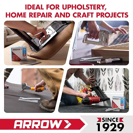 Arrow 504 T50 Staples, 1/4-Inch Leg, 3/8-Inch Crown, 5000 Count | Heavy Duty, For Upholstery, Construction, Furniture, Crafts, Fit Arrow T50 Staple Guns, Hammer Tackers and Pneumatic Tools