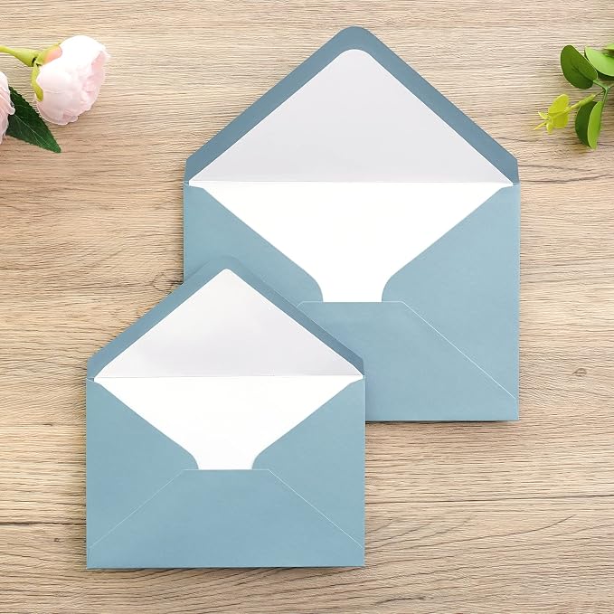 PONATIA 50PCS/Pack A4 Envelopes 4x6 Envelopes for Weddings Invitations, Birthday Party Cards, Gift cards Envelopesngs Invitation Cards, (Dusty Blue, A4)