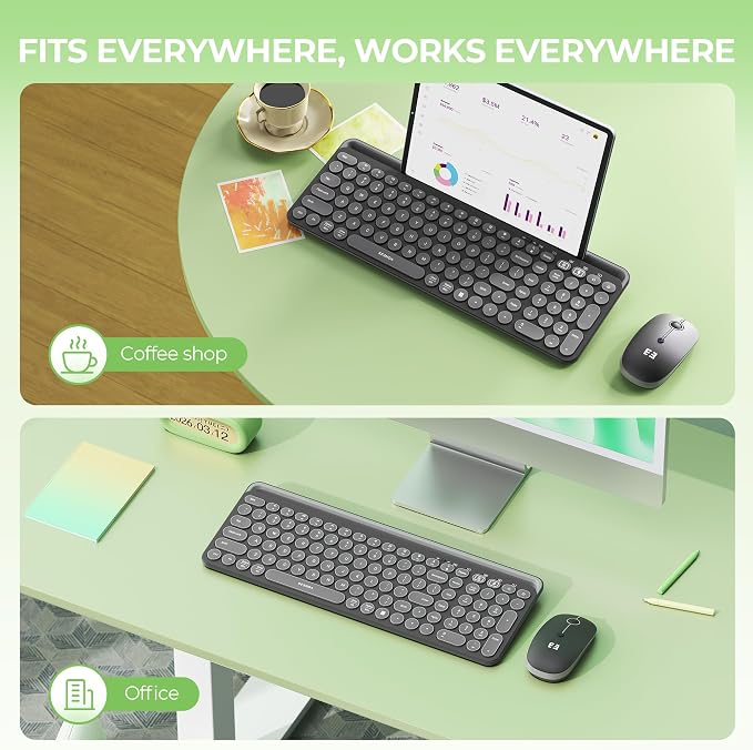 seenda CTU-301 Bluetooth Keyboard and Mouse Combo for iPad,Black | Bluetooth+2.4G combo with tablet holder, full-size keys and quiet clicks for iPad, iPhone, Mac, Windows and Android.
