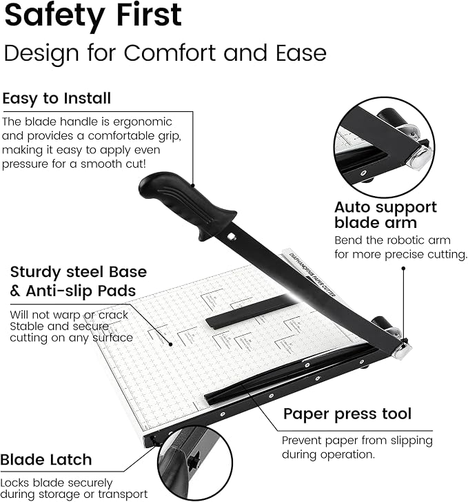 Paper Cutter,15" Guillotine Paper Trimmer Cutting Length Heavy Duty B4 Paper Slicer with Safety Guard & Magnetic Guide Rail,15pcs Capacity,Ideal for Offices,Homes,Printing Shops,Photo Studios (15IN)