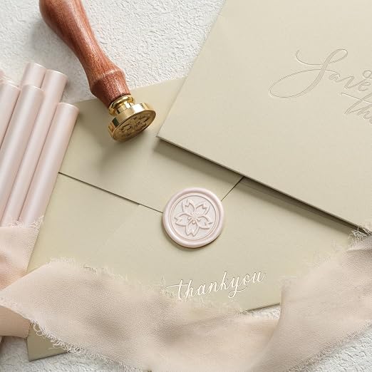UNIQOOO Mailable Glue Gun Sealing Wax Sticks for Wax Seal Stamp - Champagne, Great for Wedding Invitations, Cards Envelopes, Snail Mails, Wine Packages, Gift Ideas, Pack of 8