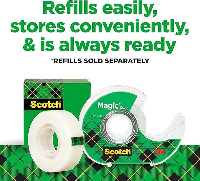 Scotch Magic Tape, Invisible, Home Office Supplies and Back to School Supplies for College and Classrooms, 6 Tape Rolls with Dispensers