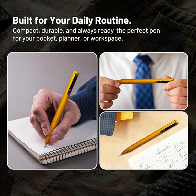 Everyman Amber Super Matte Mini Twist Gel Pen | Compact Refillable 0.7mm Gel Pen with Twist Mechanism | Durable Metal EDC Writing Tool for Travel, Office, Work & Gifting