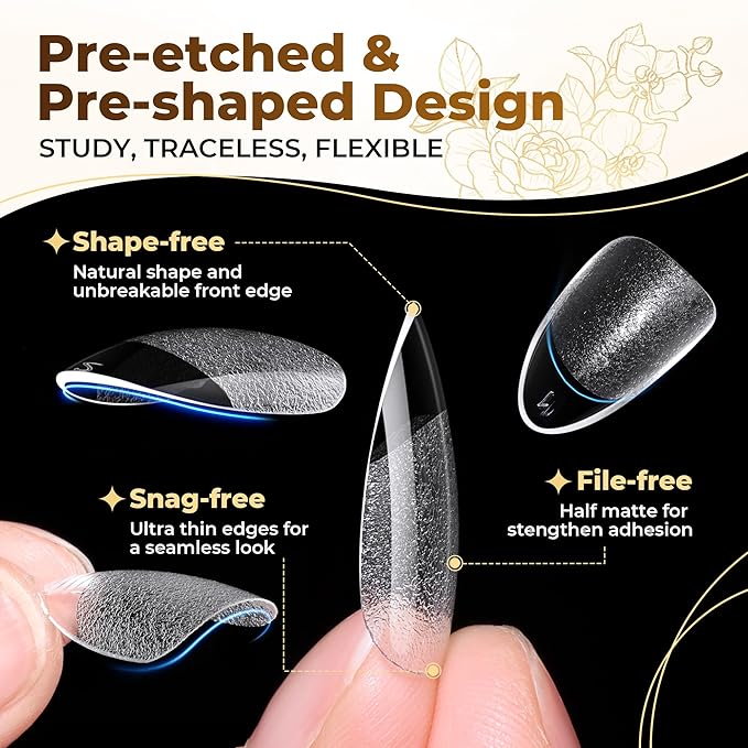 UNA GELLA Short Oval Almond Fake Nails 504pcs Press on Nails Pre-shape Short Almond Round Gel Nail Tips for Full Cover Acrylic False Nails For Nail Extension Home DIY Salon 12 Sizes False Gelly Tips