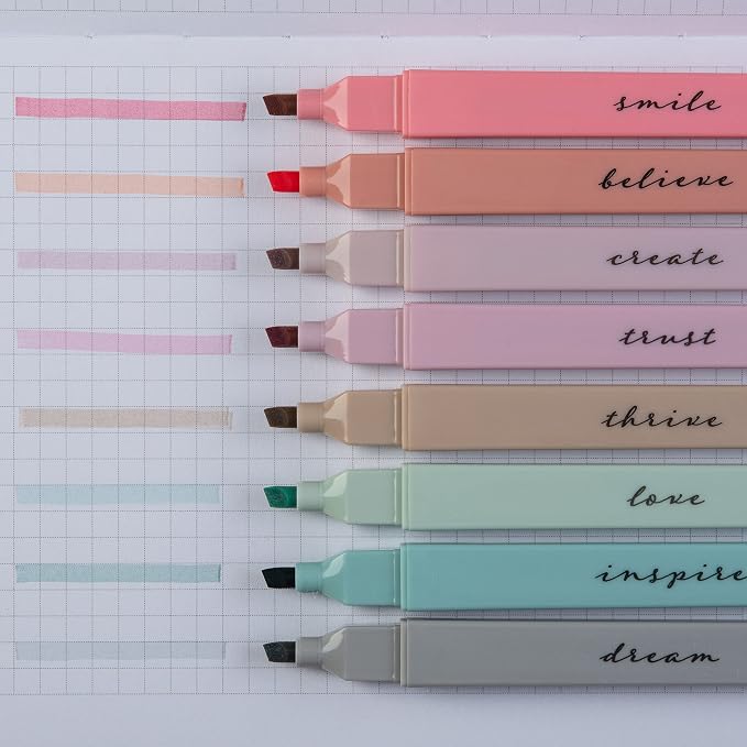 DIVERSEBEE Bible Highlighters with Soft Chisel Tip, No Bleed (Boho) | 8 Pack Assorted Colors Pens, Quick Dry, Cute Aesthetic Markers, Bible Study Journaling Supplies and Accessories