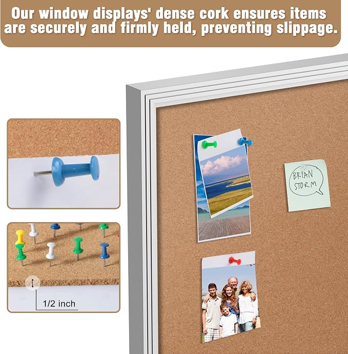 Mifuro 48"x34" Enclosed Bulletin Board, Outdoor Lockable Weather-Resistant Aluminum Cork Noticeboard for School & Office, Silver Frame w/Cork