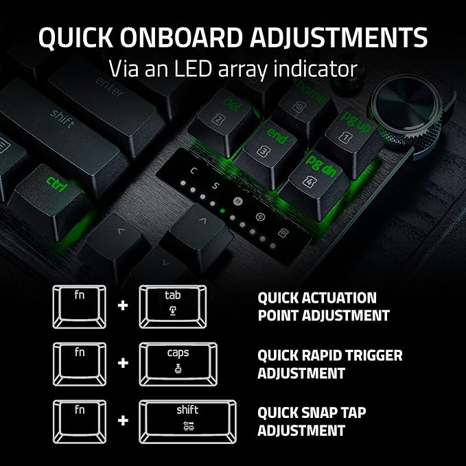 Razer Huntsman V3 Pro 8KHz Esports Gaming Keyboard: Analog Optical Switches Gen 2-8000 Hz Polling Snap Tap - Rapid Trigger - Adjustable Actuation - Media Controls - PBT Keycaps - Black