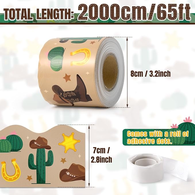 BeYumi Western Cowboy Border Trim - 65ft Back to School Western Cowboy Themed Light Brown Rolled Border Trim Decor Wild West Bulletin Board Set School Classroom Office Chalkboard Party Decoration